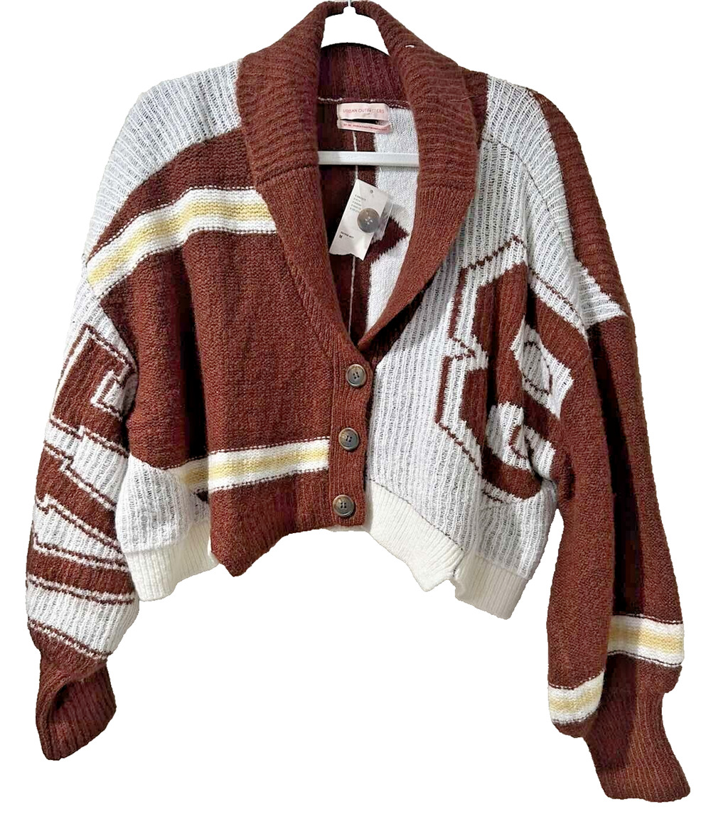 Urban Outfitters Cropped Cardigan Sweater oversized Y2K Multicolor Sz M A001352